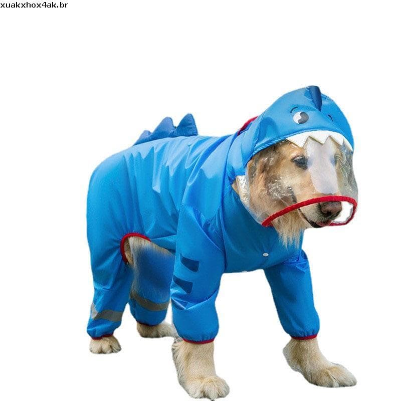 3XL-8XL Capa De Chuva Para Cães À Prova D'água Dogface Grande Casaco Jaqueta Reflexiva Ajustável De Estimação Com Capuz