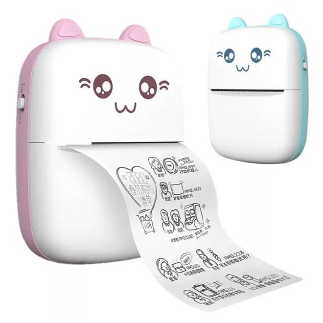 Mini Impressora Portátil Sem Fio para Fotos e Desenhos Animados – Bluetooth para Android e iOS, Impressão Compacta