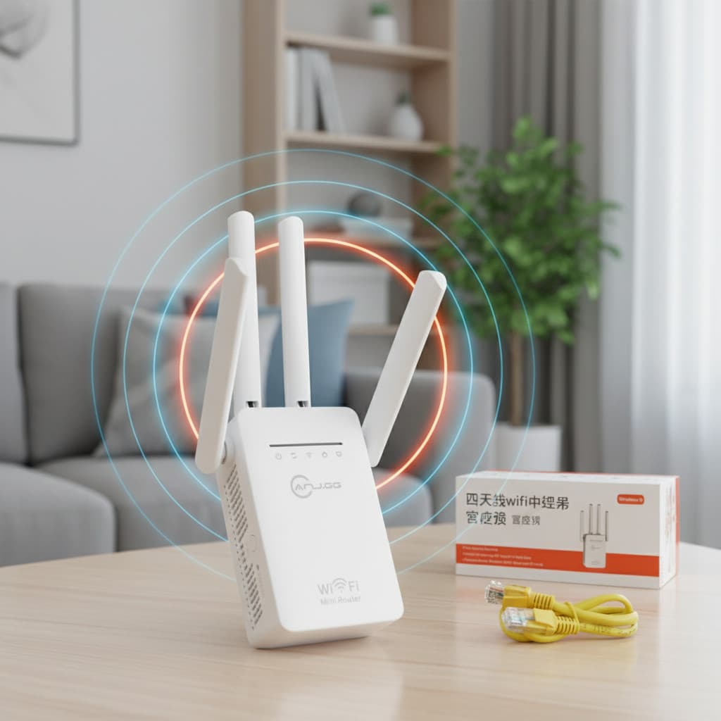 Extensor de Sinal WiFi 300Mbps Repetidor Wireless com 4 Antenas Alta Potência WPS Casa Escritório