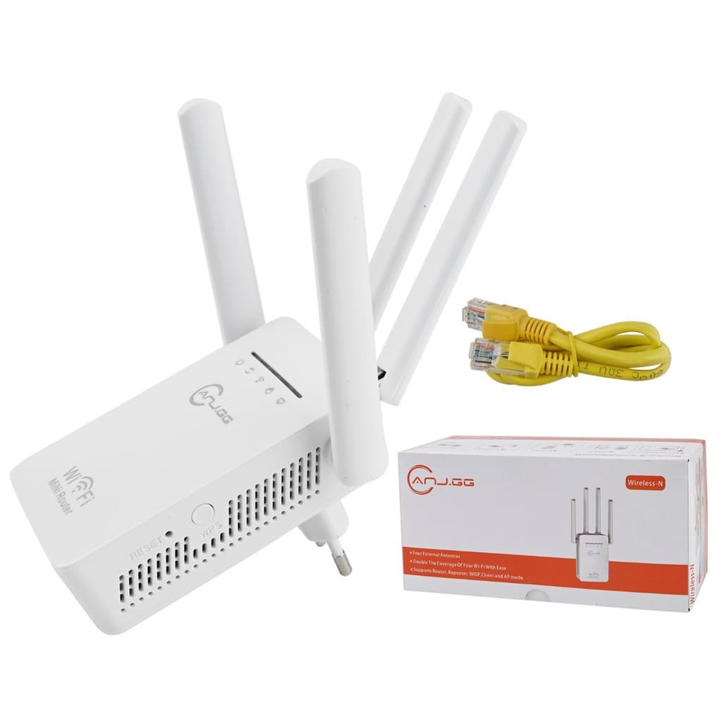 Repetidor WiFi Universal 300Mbps Amplificador de Internet com 4 Antenas WPS Fácil Instalação