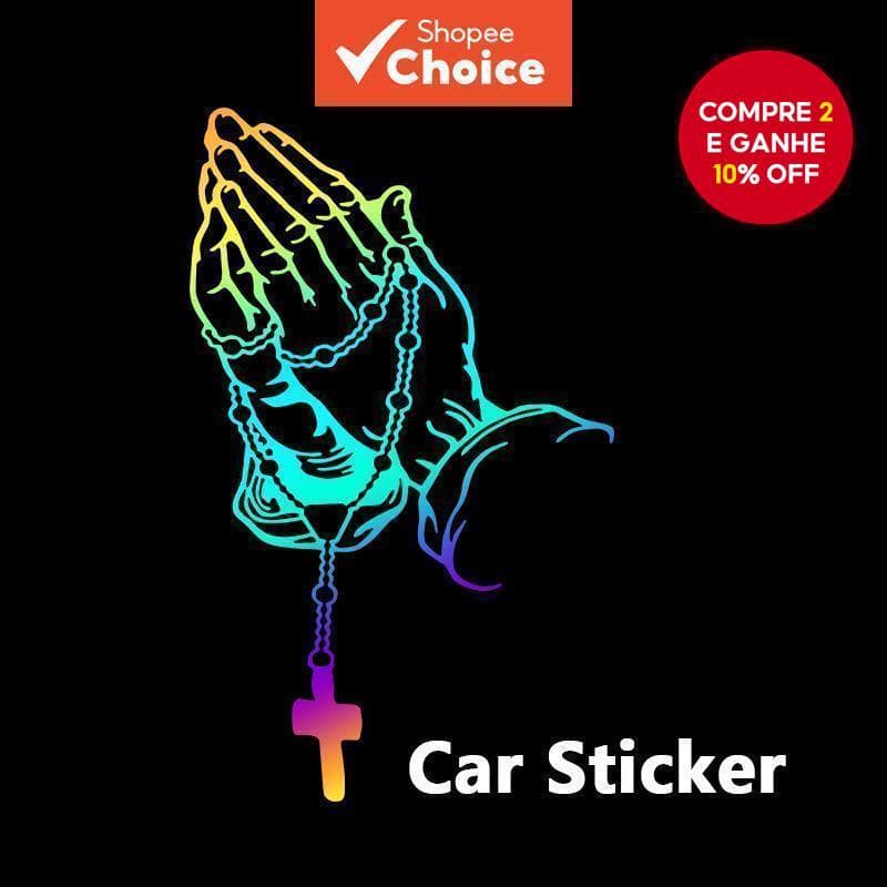 Carro Orando Mãos Rosário Adesivo Decalques Religioso Cristão Vinil À Prova Dwaterproof Água Auto Janela Pára-Choques Po