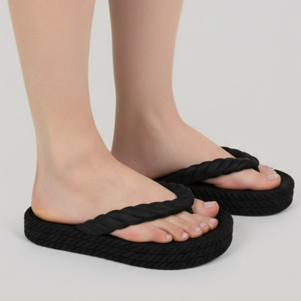 Chinelo Plataforma Feminino Nuvem com Tira Trançada Tipo Tamanco