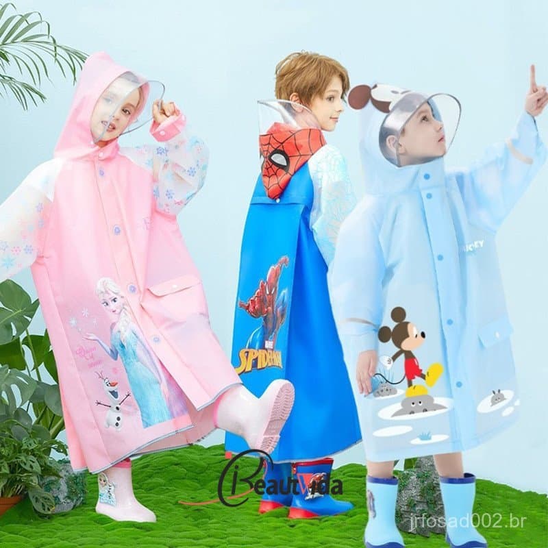 Crianças Disney Frozen Girls Engrossado Casaco De PVC Impermeável Transparente Tour Rainwear