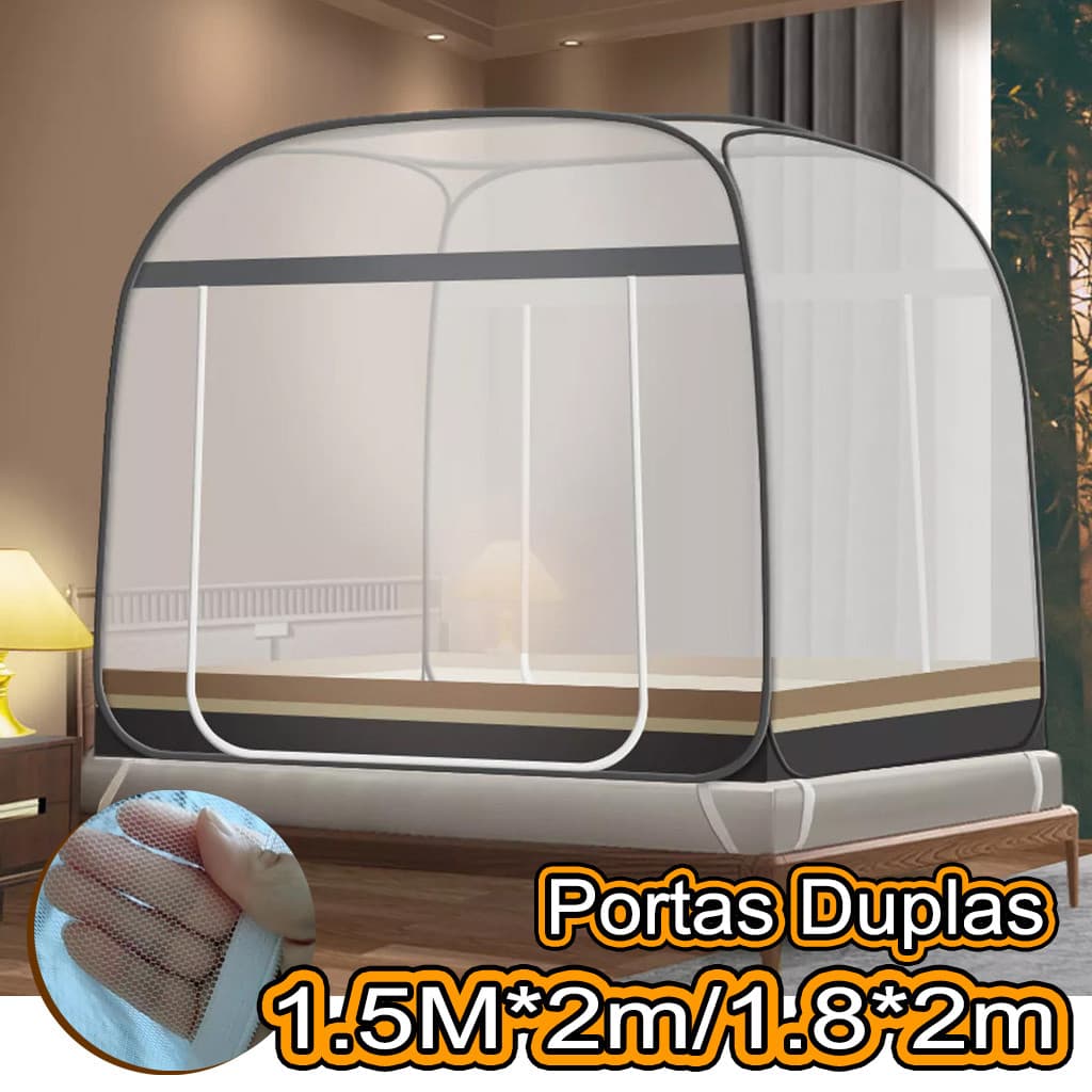 Mosquiteiro Dobrável De Porta Dupla, Instalação Portátil Adequada Para Camas De 1,5*2m/1,8*2m