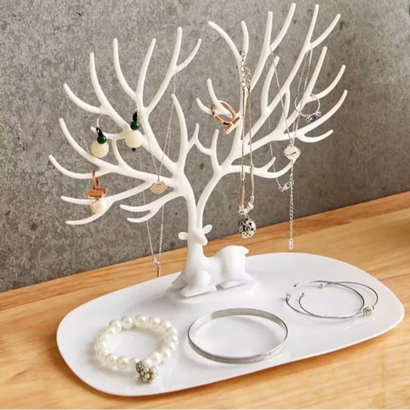 Porta Joias Para Brincos Colares Bijuterias Em Formato De Cervo Com Árvore Para Decoração