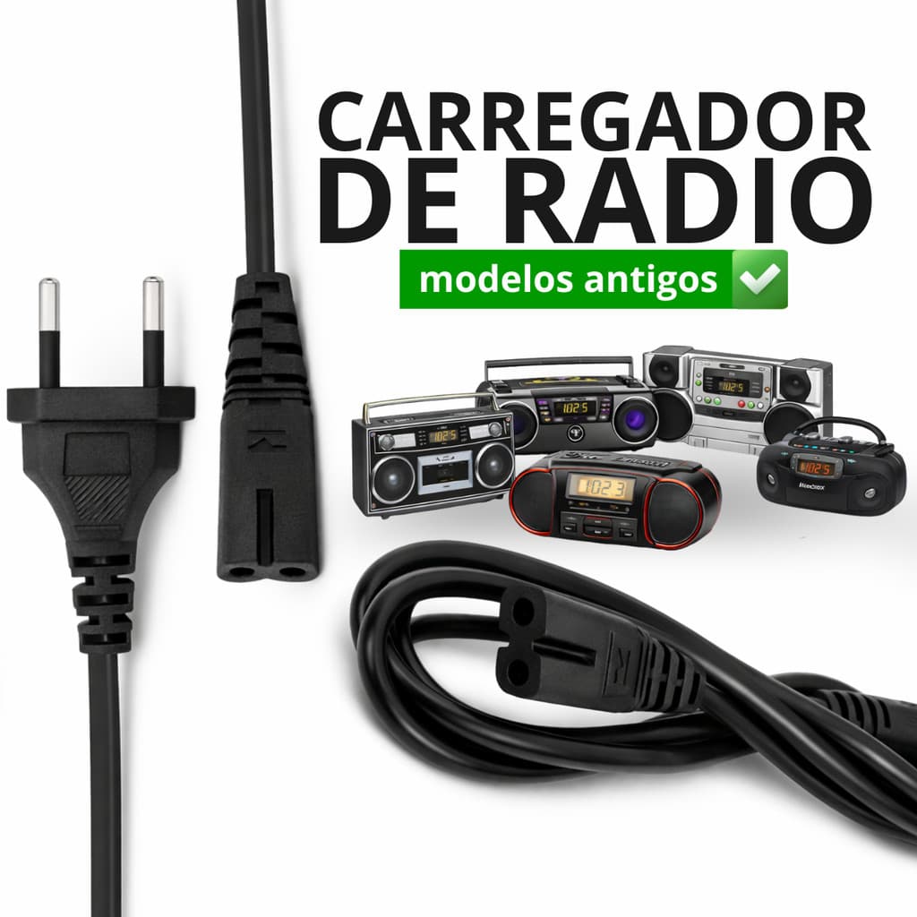 Carregador para Radio Cabo de Forca Bipolar para Radio  Compativel Principais Marcas 1,5m Resistente