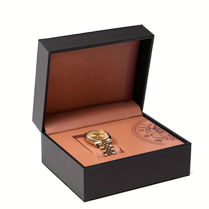 Caixa Estojo Para Relógio Luxo Couro Preto Com Almofada Masculino e Feminino Organizador Viagem Expositor Premium