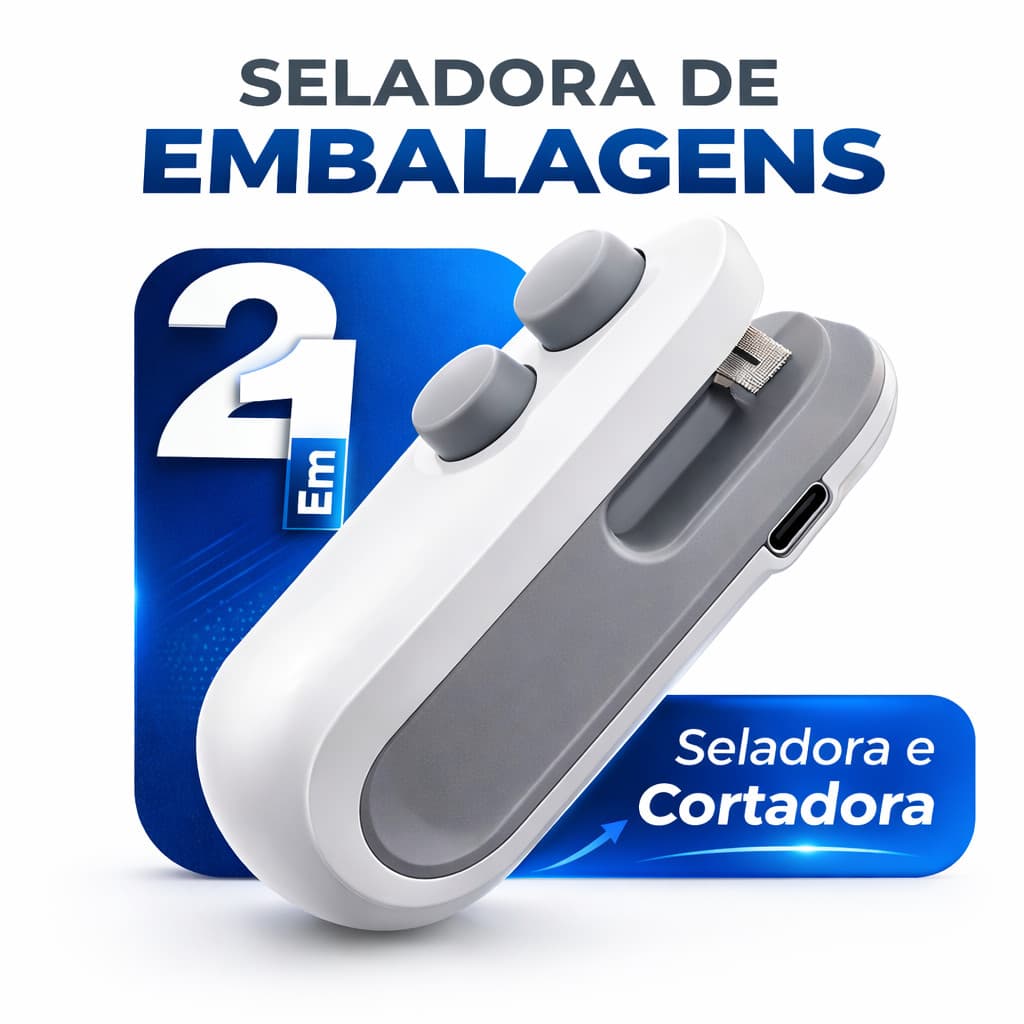 Mini Seladora Portátil 2 em 1 – Vedação a Quente + Cortador