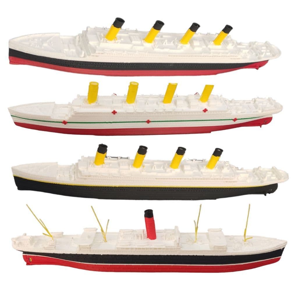 Kit 4 Navios Históricos 22cm Titanic Britannic Olympic e Carpathia Impressão 3d