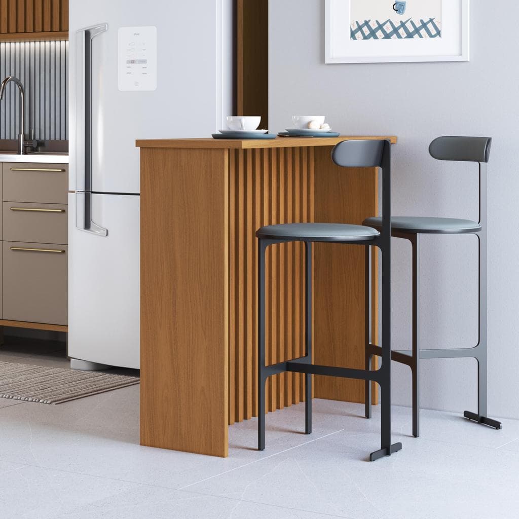 Bancada Ripada para Cozinha 128cm Cairo Fidelitá Freijó