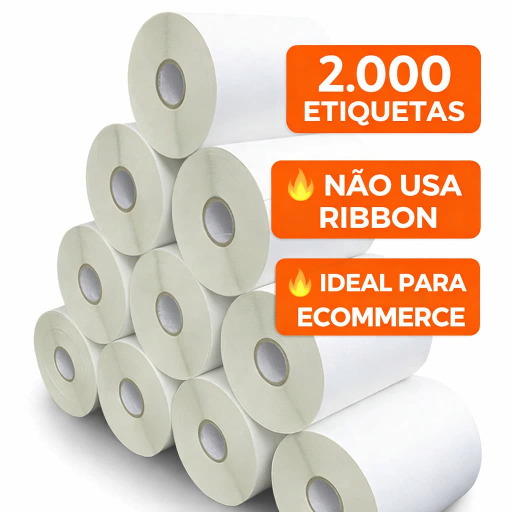 Etiqueta Térmica 10x15 10 Rolos 2000 Etiquetas | Serrilhada Adesiva | Shopee ML Correios