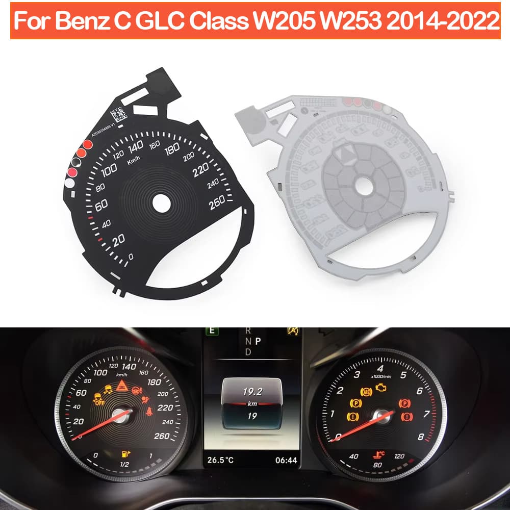 Interior Frente Traço Velocímetro Quilômetro Decalques Adesivo Para Mercedes BENZ GLC Classe C W253 W205 2014-2022