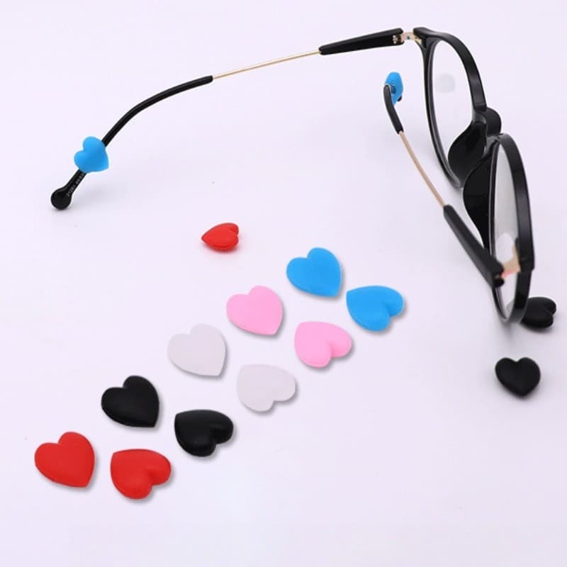 Kit 2/4/8 Suporte de Óculos Silicone Formato Coração Antiderrapante Adulto Infantil