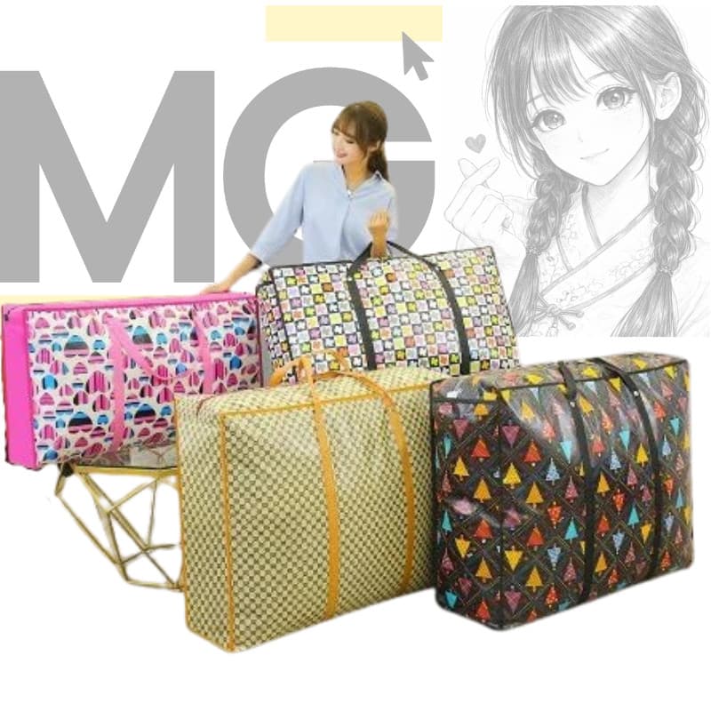 Sacola Resistente com Zíper Impermeável | Bolsa Reutilizável Grande para Compras, Viagem e Academia