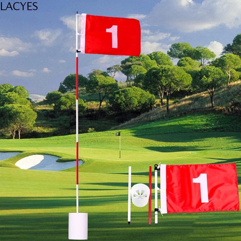 LACYES Golf Buraco Pólo Copo Para Golfista Golfe 3 Seção De Aço Pino Bandeira Vara Prática Flagstick