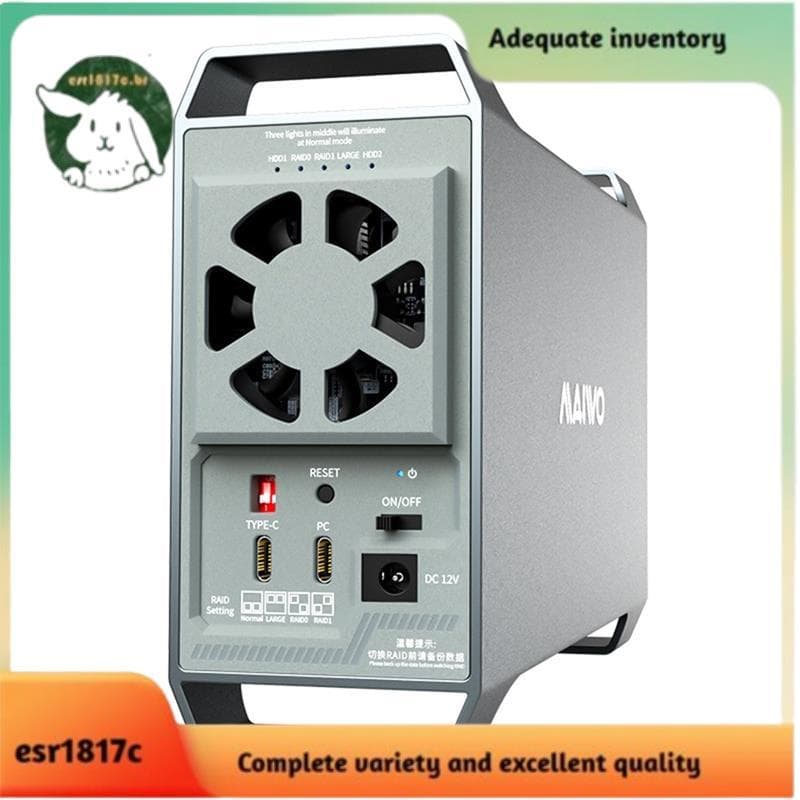 Gabinete De Disco Rígido Externo De 10 Gbps Dual Bay De 3.5 Polegadas Com 4 Temperaturas Inteligentes Controladas Para H