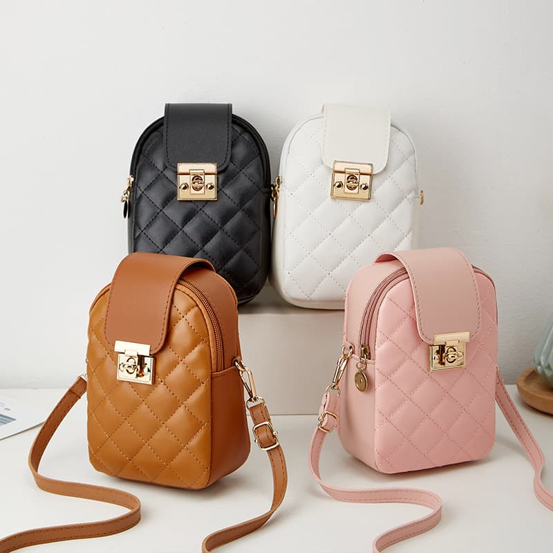 Senhoras sacos 2023 novo estilo losango bordado fivela Crossbody Vertical saco do telefone móvel presente Casual pequeno