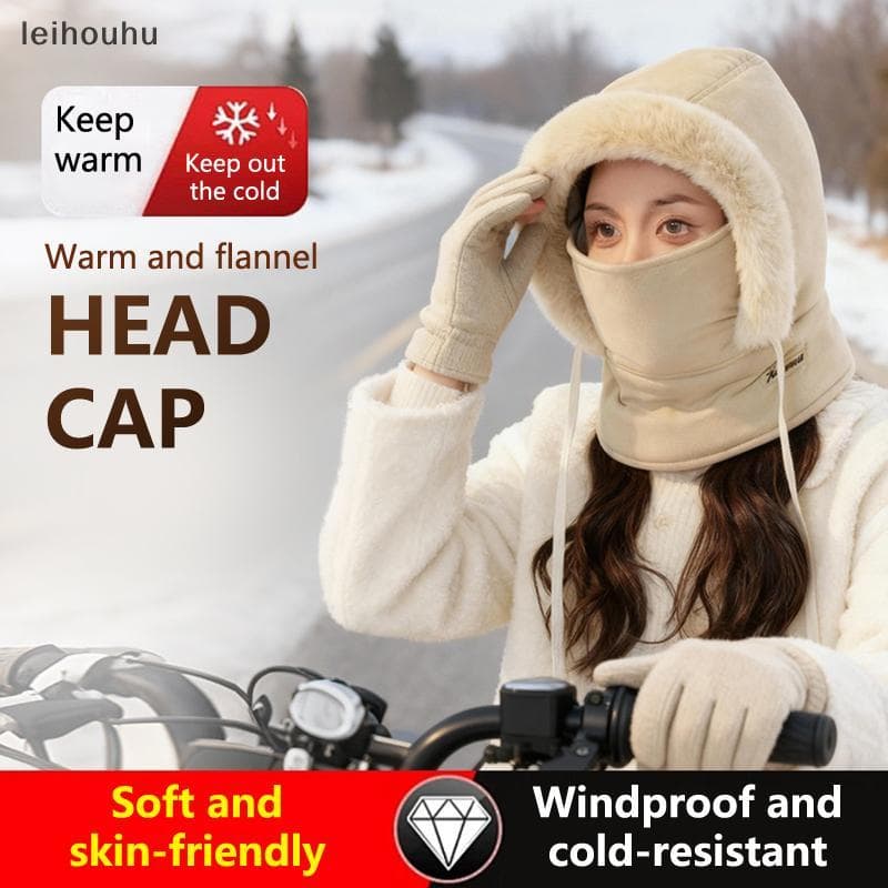 leiho Unissex Tempo Frio Térmico Balaclava Cachecol Inverno À Prova De Vento Capuz Chapéu De Pelúcia Ne Mais Quente Másc