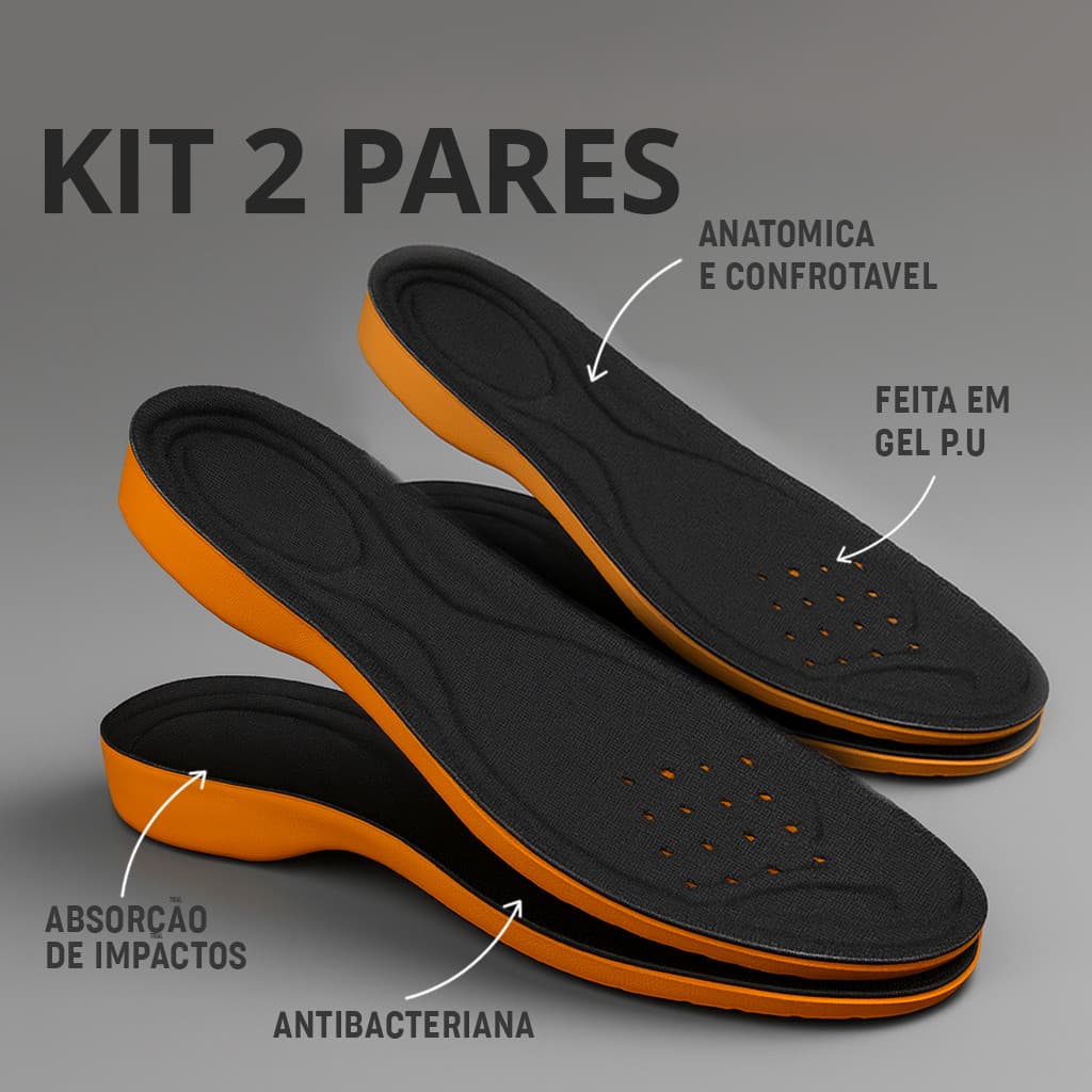 KIT COMBO 2 Pares De Palmilhas Gel Anatômica Ortopédica P.U Super Confortável Confort ENVIO IMEDIATO