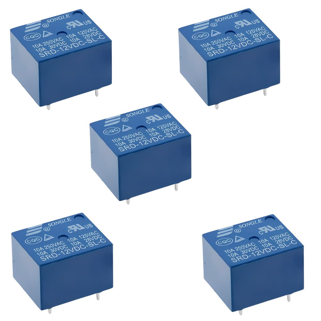 05 Pçs Rele 12v 10a 5 Terminais Songle