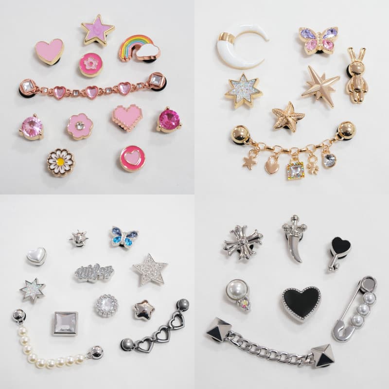 Miss Zoe Jibtz DIY Acessórios Para Pés De metal De Desenho Animado Com Letras