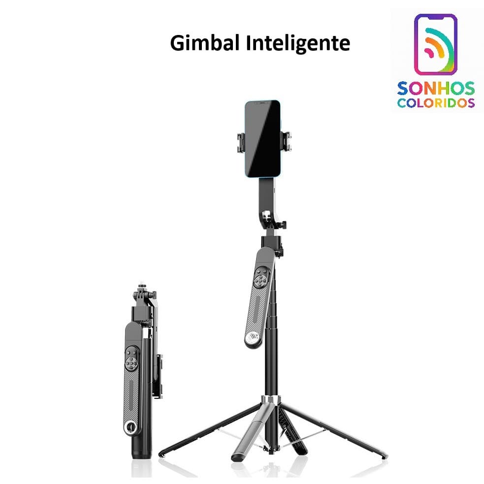 Estabilizador Gimbal de Smartphone 360° Rastreamento Inteligente de Rosto AI Com Controle Inteligente