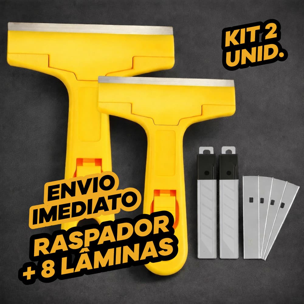 Estilete Raspador Profissional 8 Lâminas Tira Adesivo Cola Vidro Piso Fogao Parede Ou 1 Unidade 4 Lâminas