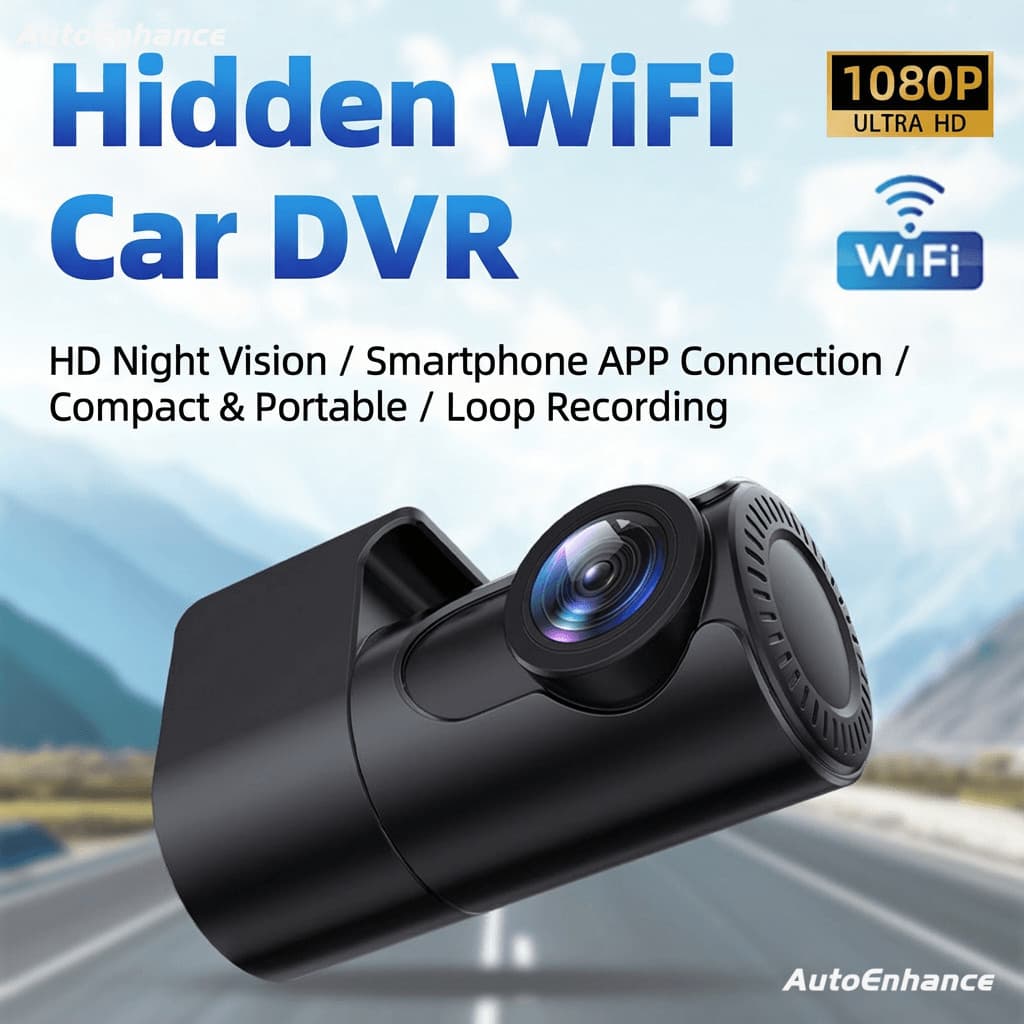 1080P HD Hidden WiFi Car DVR Dash Cam Com Visão Noturna , Controle De Aplicativo De Smartphone E Gravação Em Loop
