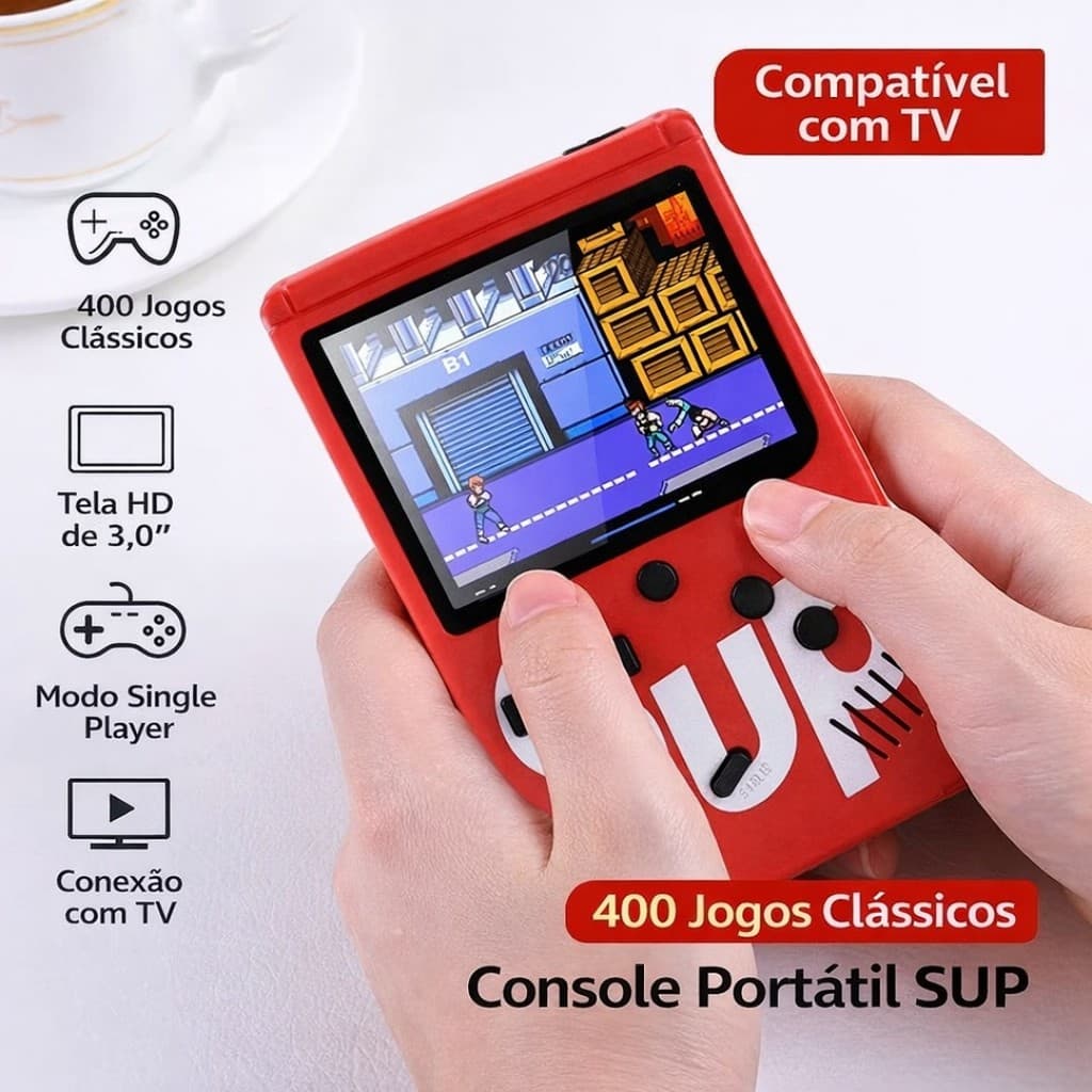 Video Game Portátil Infantil com 400 Jogos Tela Colorida