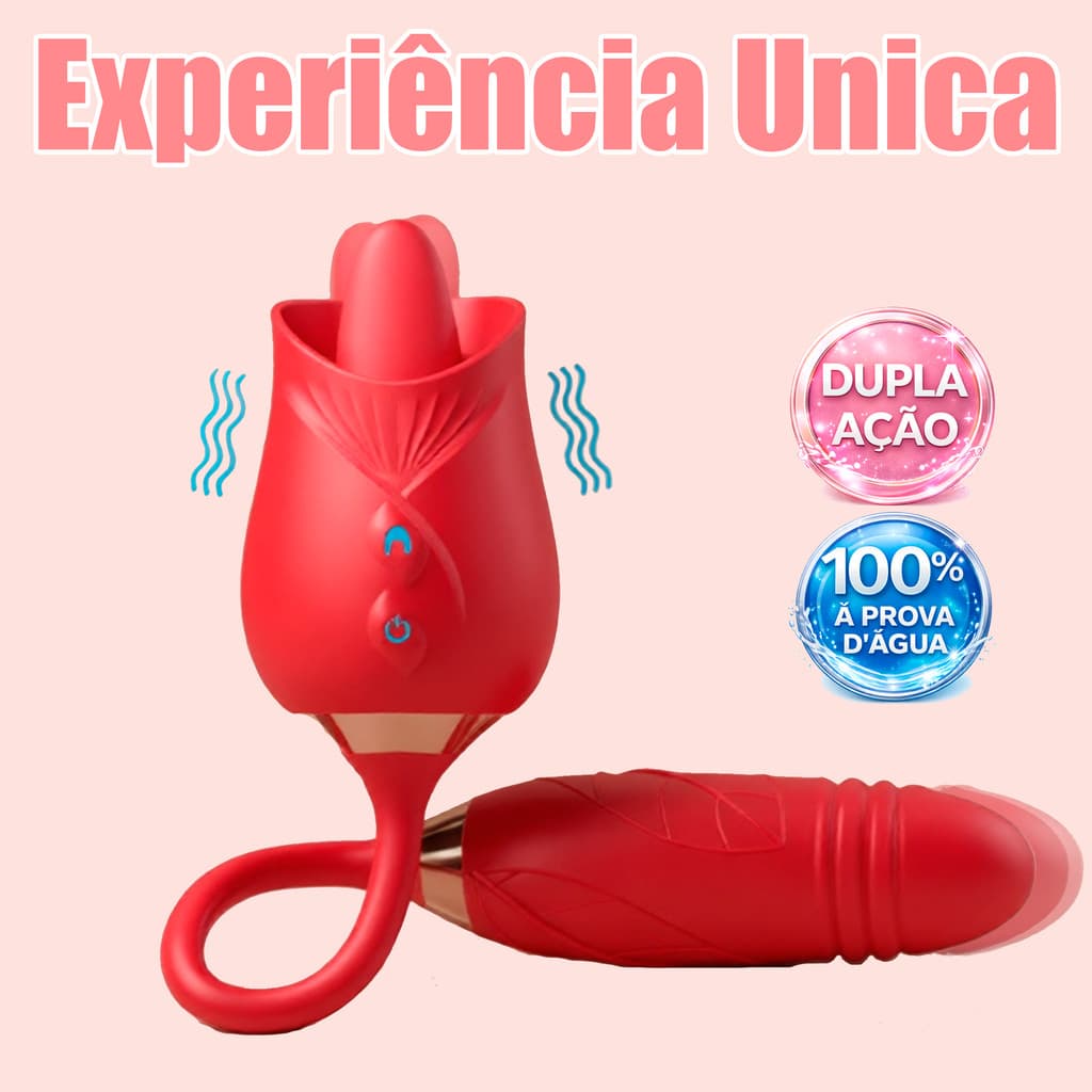 Vibrador Rosa Sugador com Vibrador vai e vem, Clitóris Vagina e Anal Recarregável