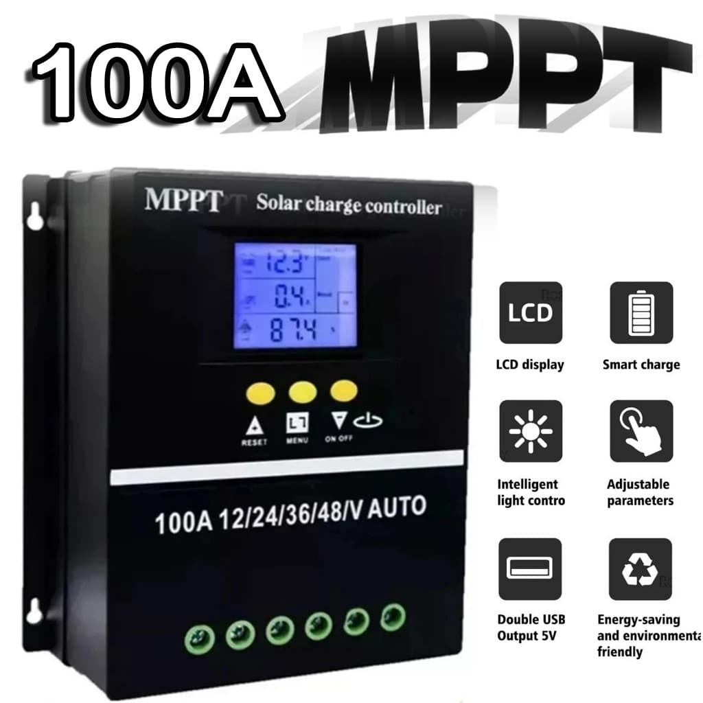 MPPT Carregamento Solar Controle 100A Duplo USB Inteligente Regulador Para Painel