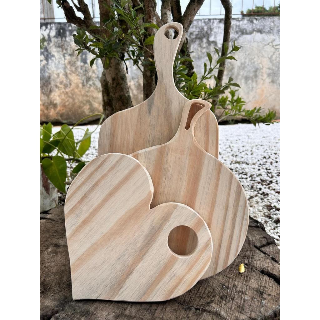 Trio de Tábuas de Carne ou Frios em Madeira Pinus