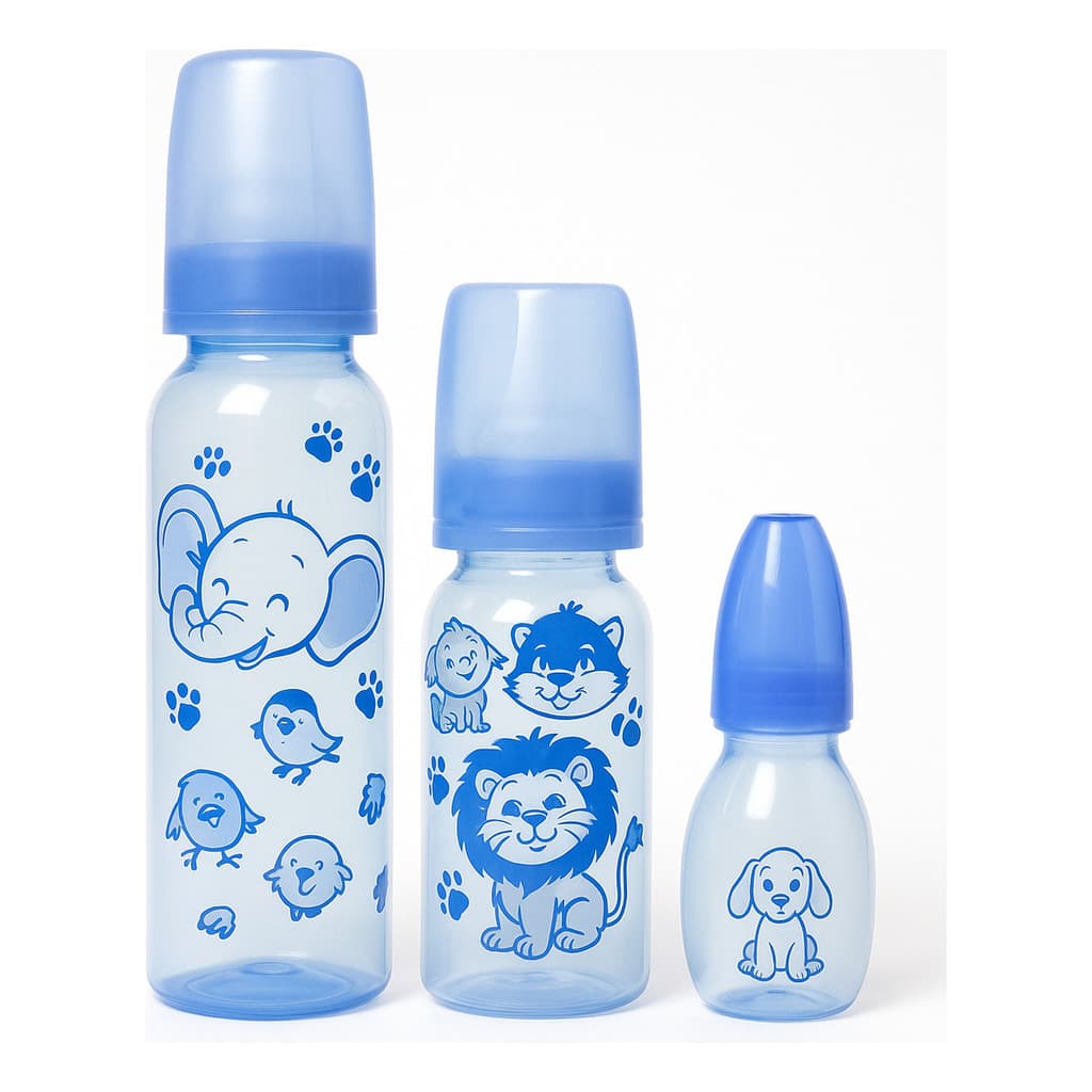 Kit Mamadeiras Para Bebê - 3 Unid. Premium Cor Azul  rosa incolor Animais