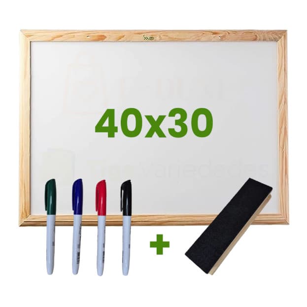 Lousa Escolar Quadro Branco Moldura em Madeira 40x30