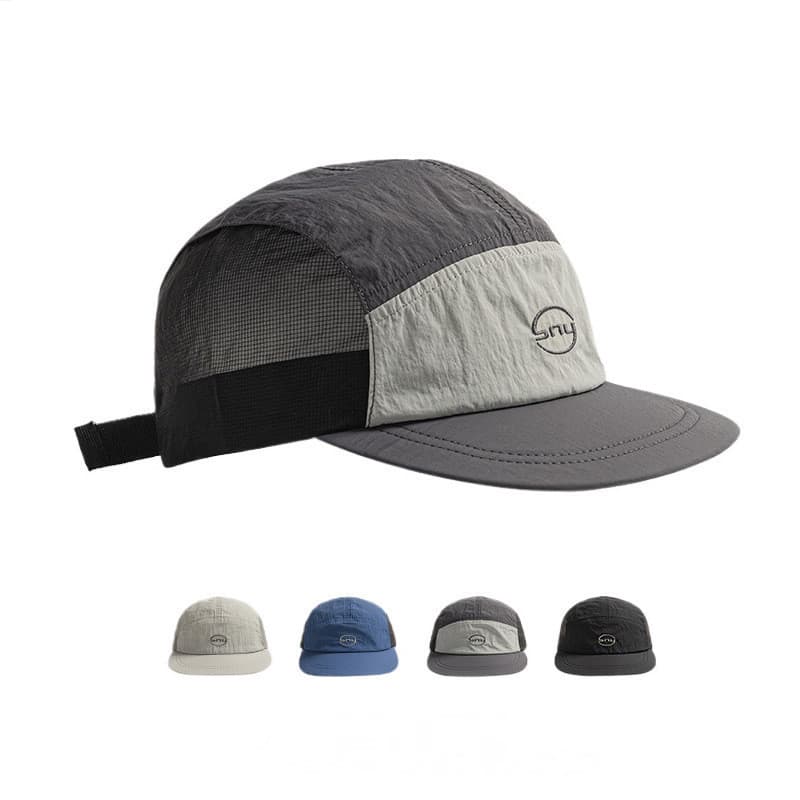 Boné Masculino Five Panel Bordado em Nylon Malha Masculino e Feminino Streetwear Moda Praia Corrida Bicicleta Chapéu