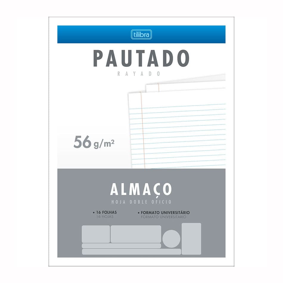 Papel almaço com pauta e margem com 16 folhas Tilibra