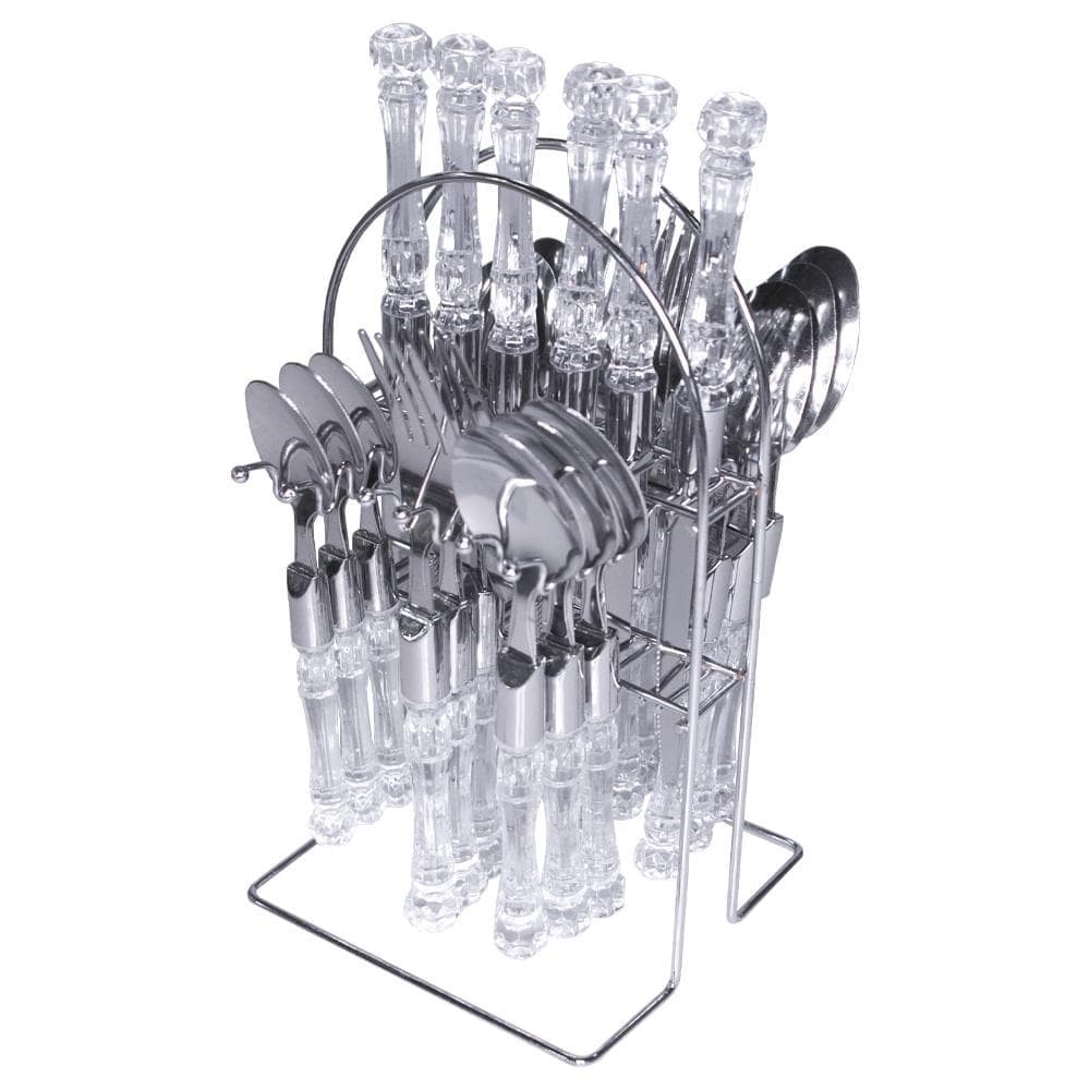 Jogo de Talheres 24 peças - Cabo Transparente/Cristal - Pero