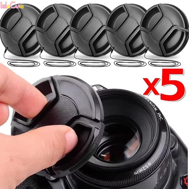 2/3/5 Unidades De Capa De Proteção De Lente De Câmera DSLR-Com Cordão Anti-Perda-Para Tampa Portátil Canon Nikon Sony-49