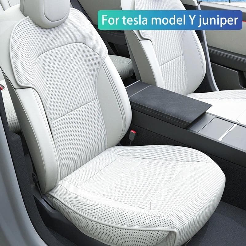 Para Tesla Modelo Y juniper 2025 Nappa Capa De Assento De Couro Perfuração Respirável Almofada Do interior Carro Acessór
