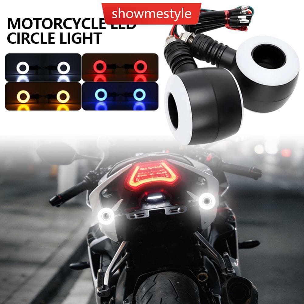 SMS Par 12V Motocicleta LED Círculo Luz Branco Vermelho Azul Amarelo Dupla Cor Fluindo Sinal De Volta Modificado Indicad