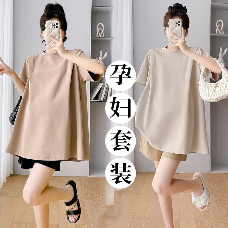 Roupa de maternidade 2026 verão novo estilo terno temperamento Casual pequeno solto tamanho grande roupa de maternidade 