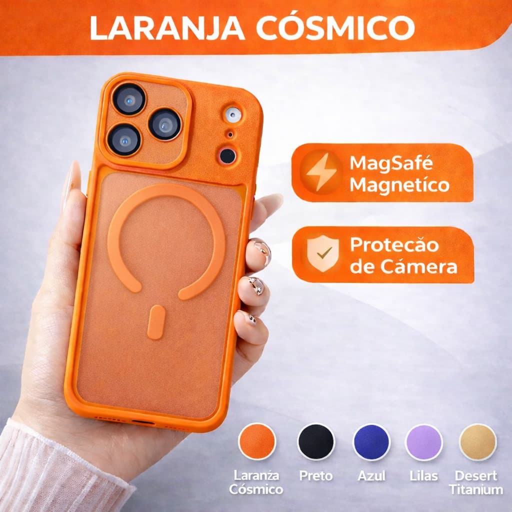 Capa Compatível para iPhone 17 Pro Max 17 Air 16 15 14 13 Magnética MagSafe Fosca Antichoque Premium