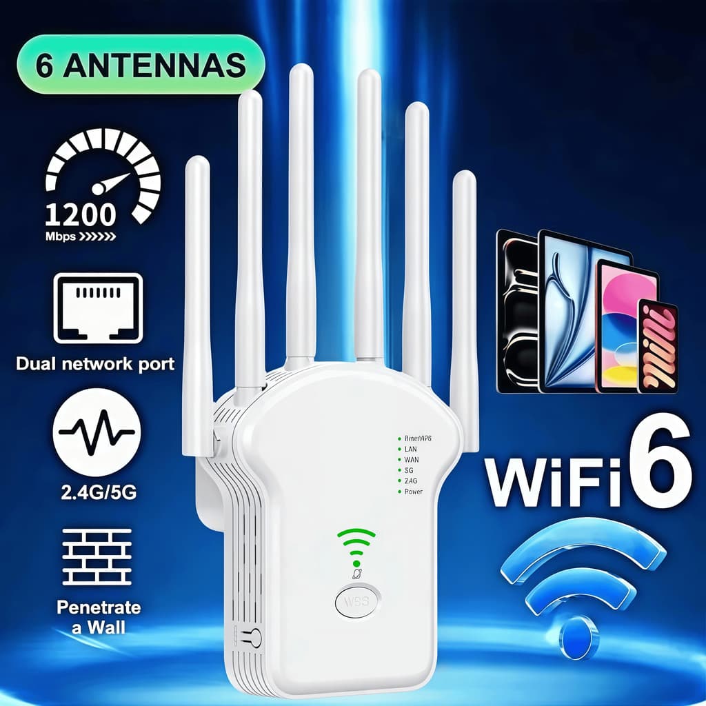 Repetidor Wifi 2800m 6 Antenas Roteador Amplificador De Sinal Modem 1200MBPS