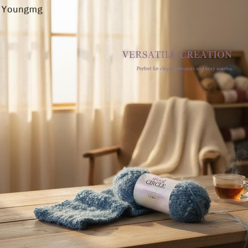 [Youngmg] Círculo De Lã De Cor Sólida Fio Tecido À Mão Faça Você Mesmo Cachecol Chapéu Suéter Médio Thi Merino Macio E C