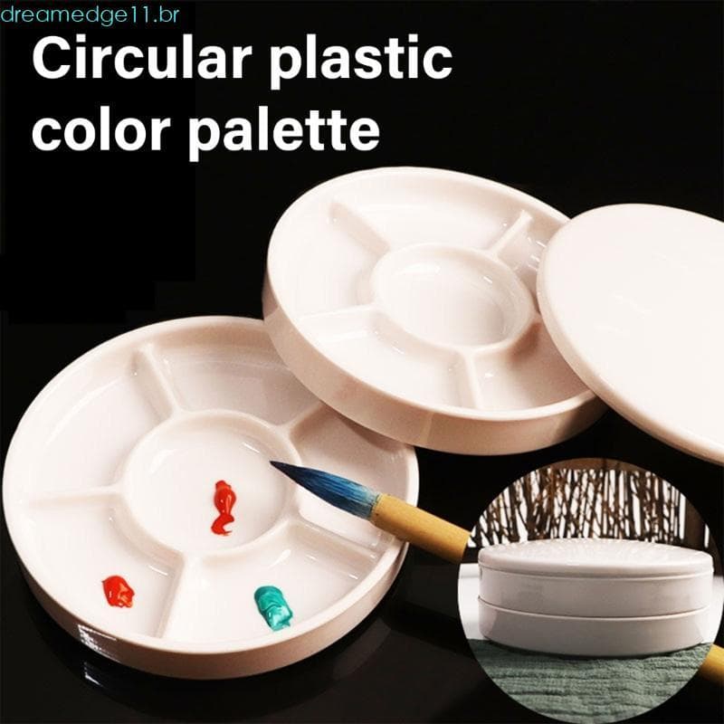dreamedge11 Paleta Pintura Redonda 6 Poços Bandeja Mistura Portátil Suporte Para Óleo Aquarela P