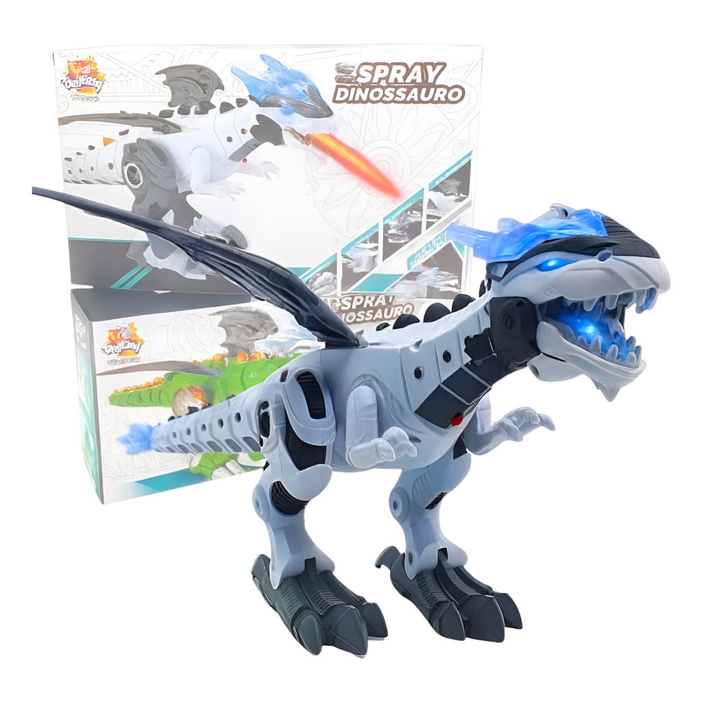 Dragão Brinquedo Dinossauro Robô Solta Fumaça Luzes E Sons