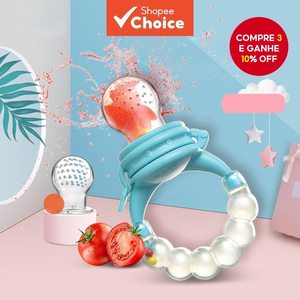 Pacote de Baby Teether Frutas Silicone Happy Rattle Pacifier de Mordida