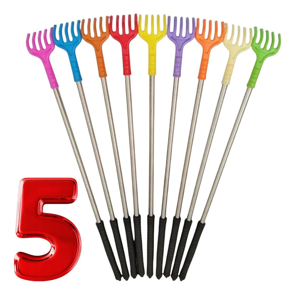 Kit 5 Mãozinha Mão Para Coçar A Costa Aço Inox Coçador De Costas