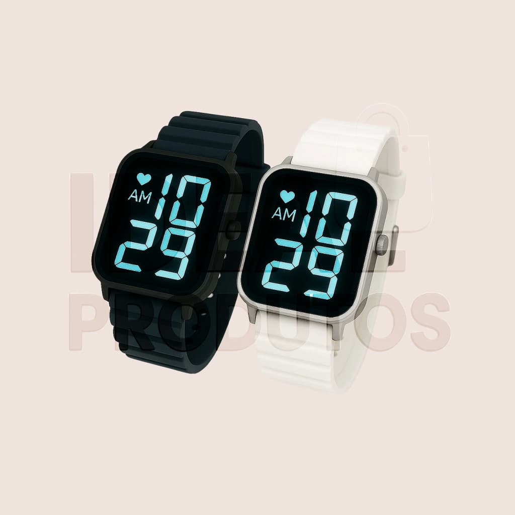Kit 2 Relógios Led Á Prova D'agua Unissex Esporte Feminino e Masculino