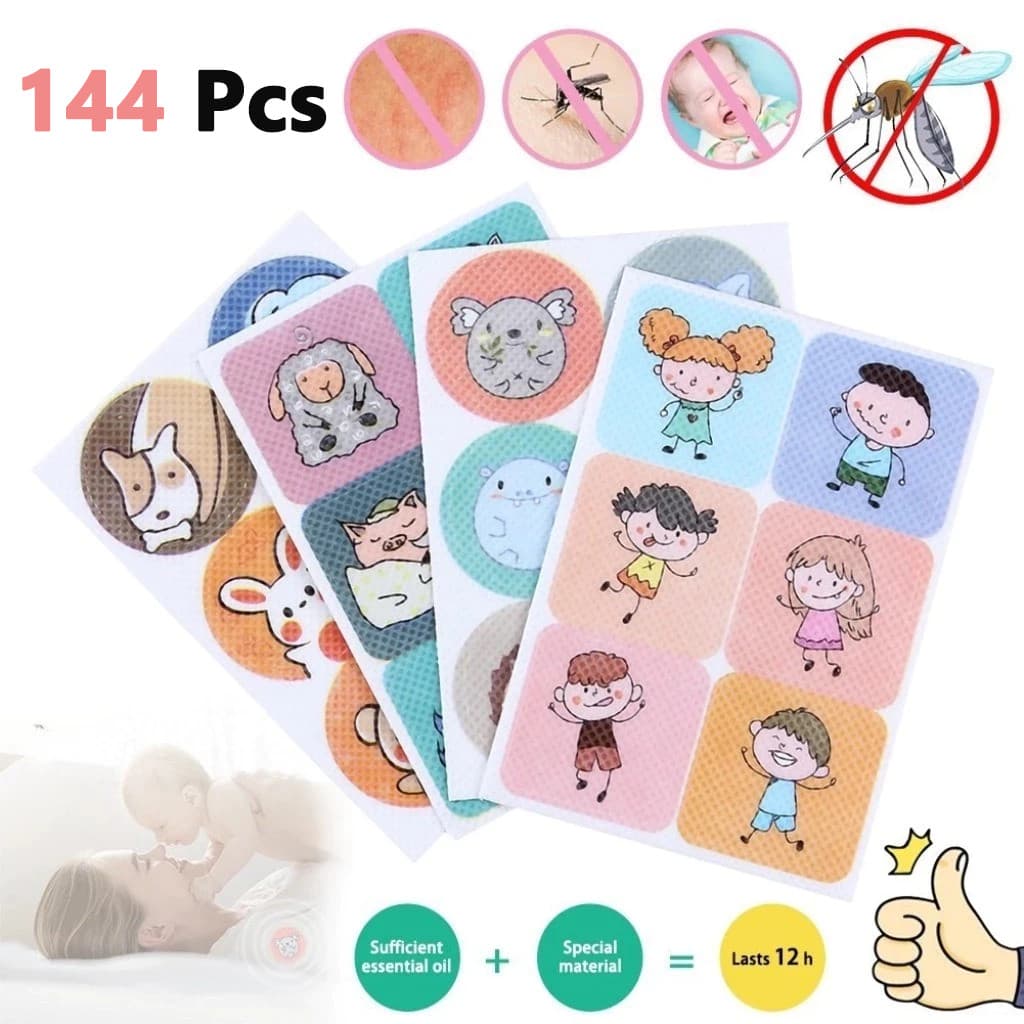 144 Pcs Adesivos Repelente Natural para Bebê e Adulto - Anti Mosquito Dengue, Multicolorido e Seguro